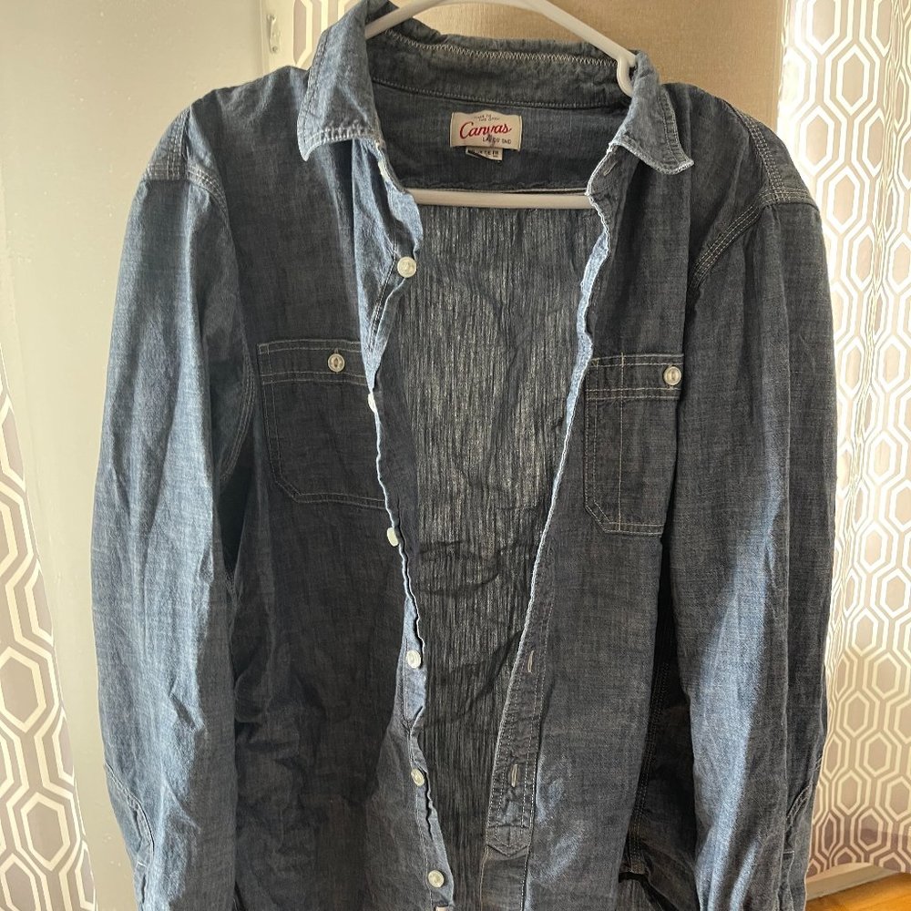 Lands End Canvas Denim Shirt Mens XL